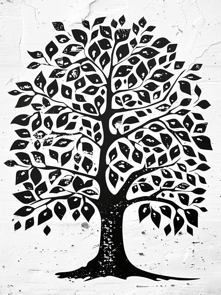 Elm Tree Simple Geometric Nature Stencil 2 1