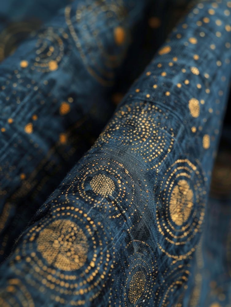 Goldene Sterne auf blauem Stoff