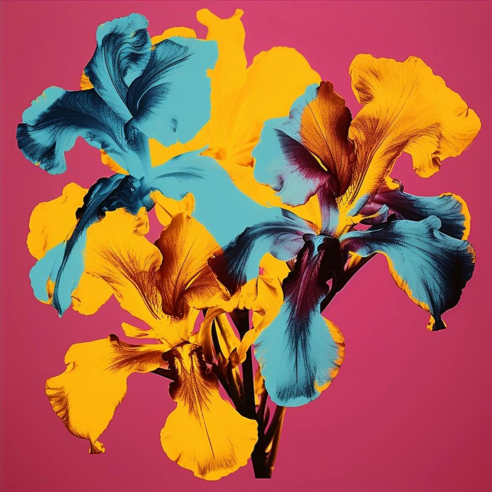 Andy Warhol Style Pop Art Flowers Iris 3 Square
