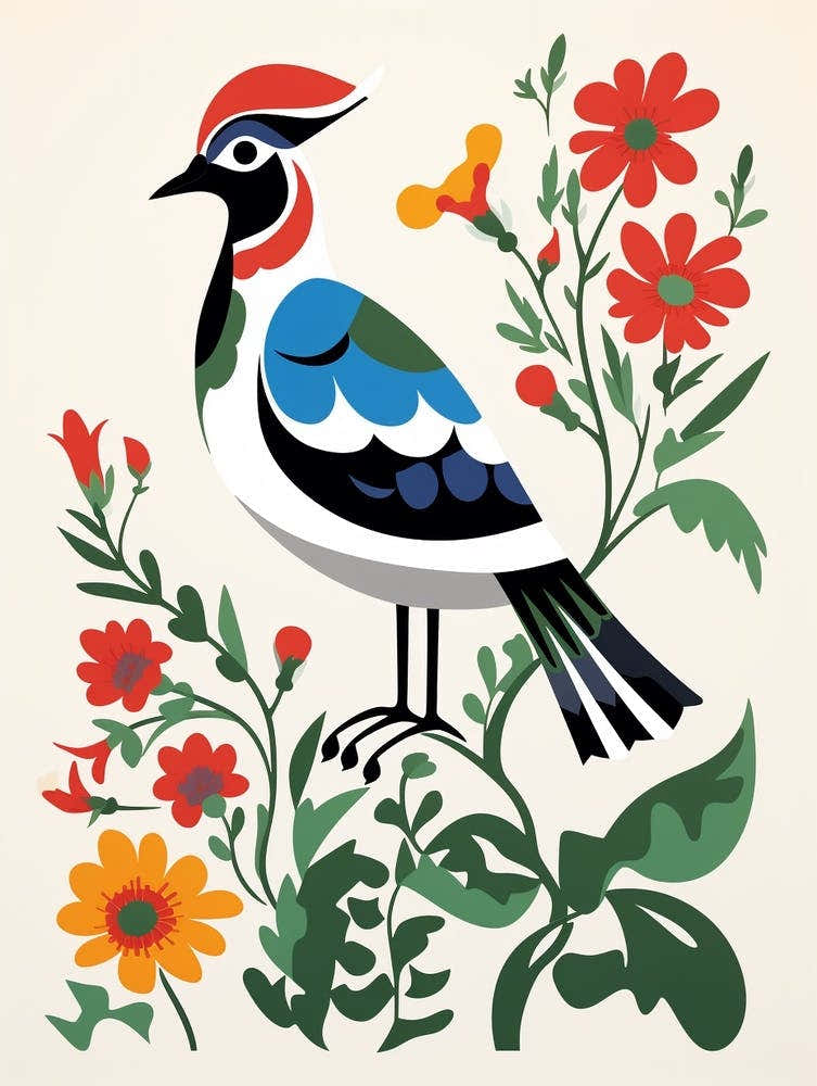 Scandinavian Bird Illustration Lapwing 2