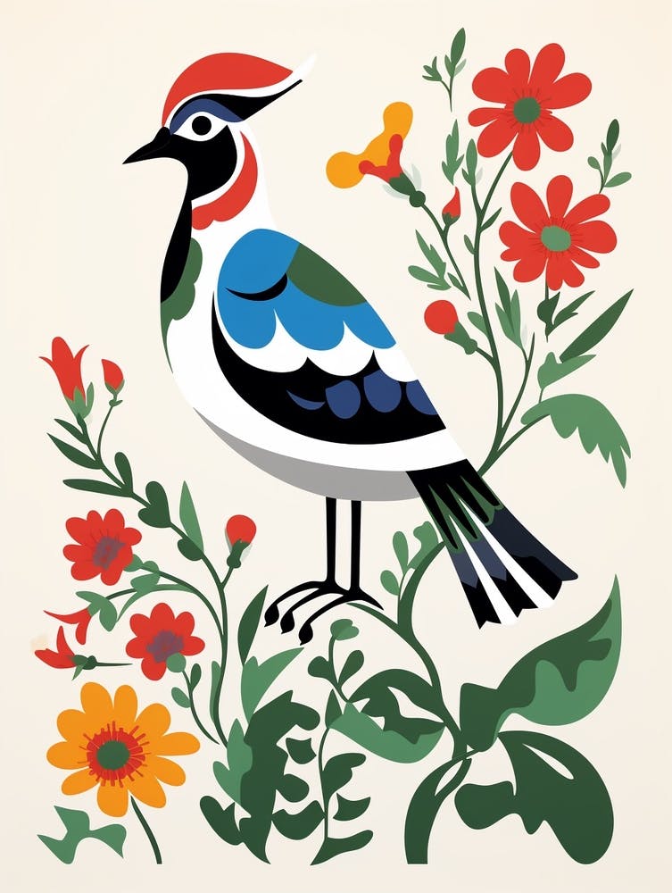 Scandinavian Bird Illustration Lapwing 2