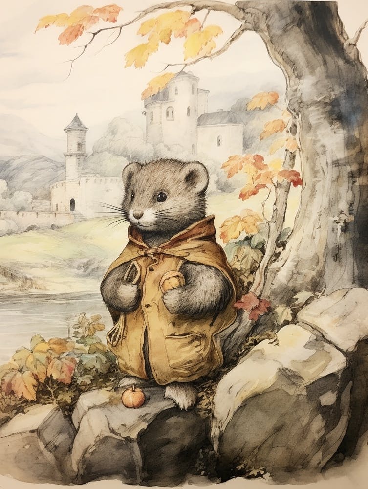 Storybook Animal Watercolour Otter 1