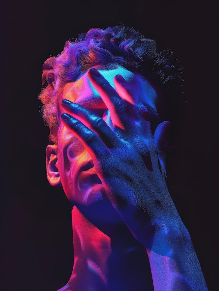 Man With His Hands On His Face