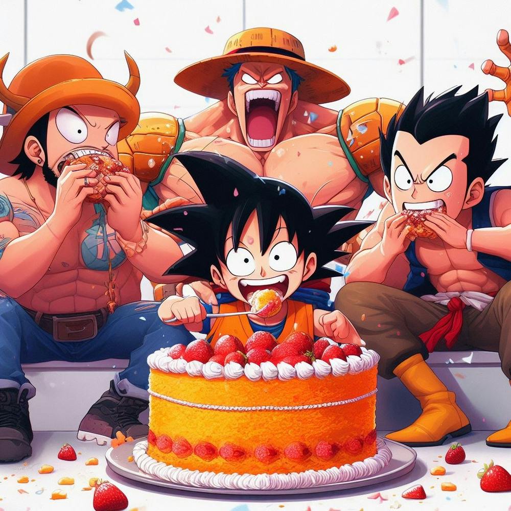 Anime-Freunde essen wütend Kuchen!