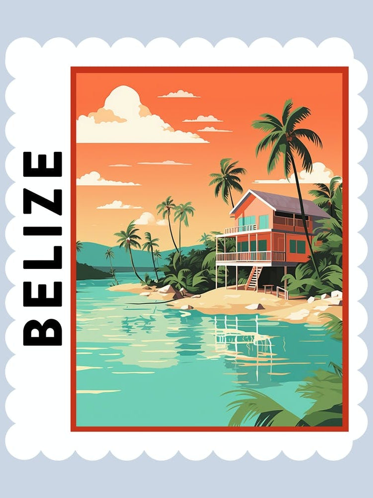 Belize 1 Travel Stamp Poster