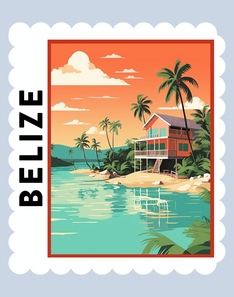 Belize 1 Travel Stamp Poster
