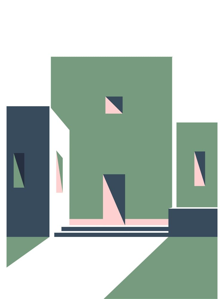 House In Green And Pink