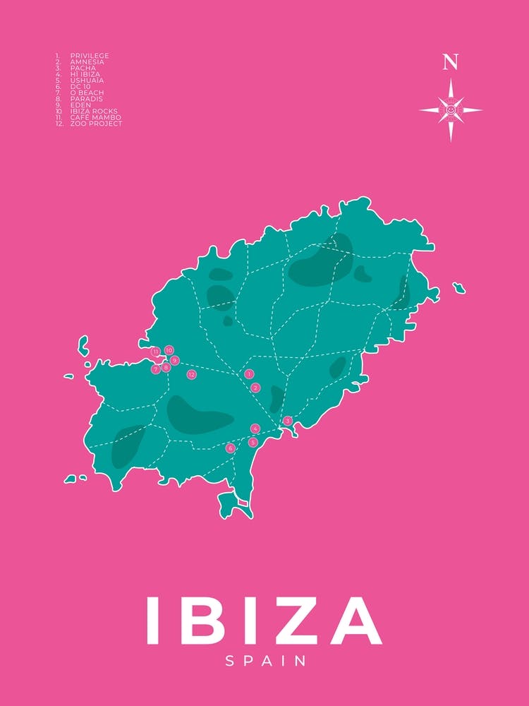 Ibiza Map Pink