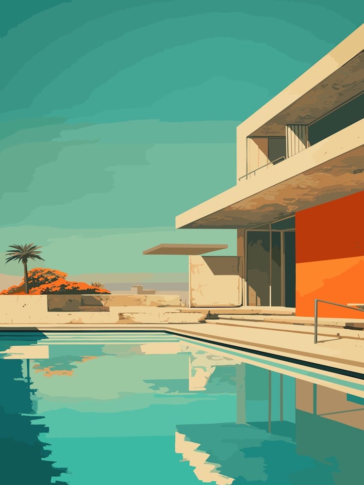 Newport Beach California Mediterranean Style Illustration 1