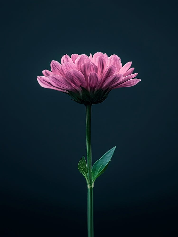 Single Pink Flower On Dark Background