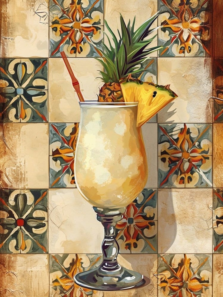 Pina Colada Abstraite Illustration Vintage 3