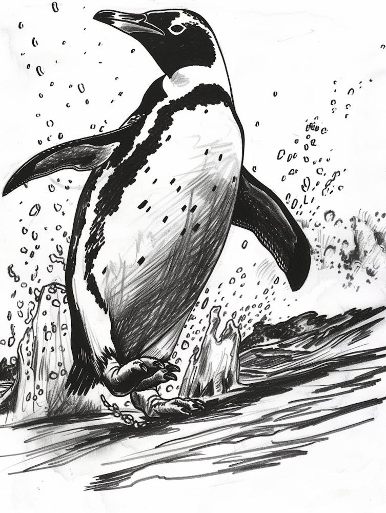 Königspinguin kommt aus dem Wasser 2