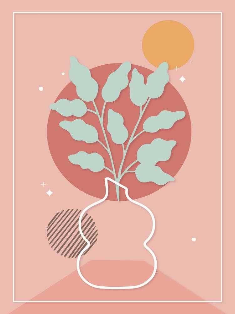 Plant In A Vase Pink Boho Botanical
