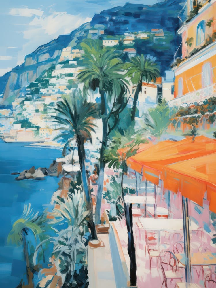 Positano, Amalfi Coast   Italy Beach Club Lido Watercolour 8