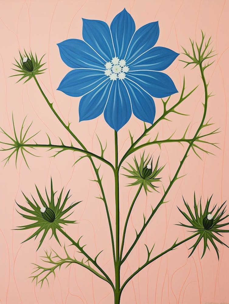 Love In A Mist Nigella 4 Hilma Af Klint Inspired Pastel Flower Painting