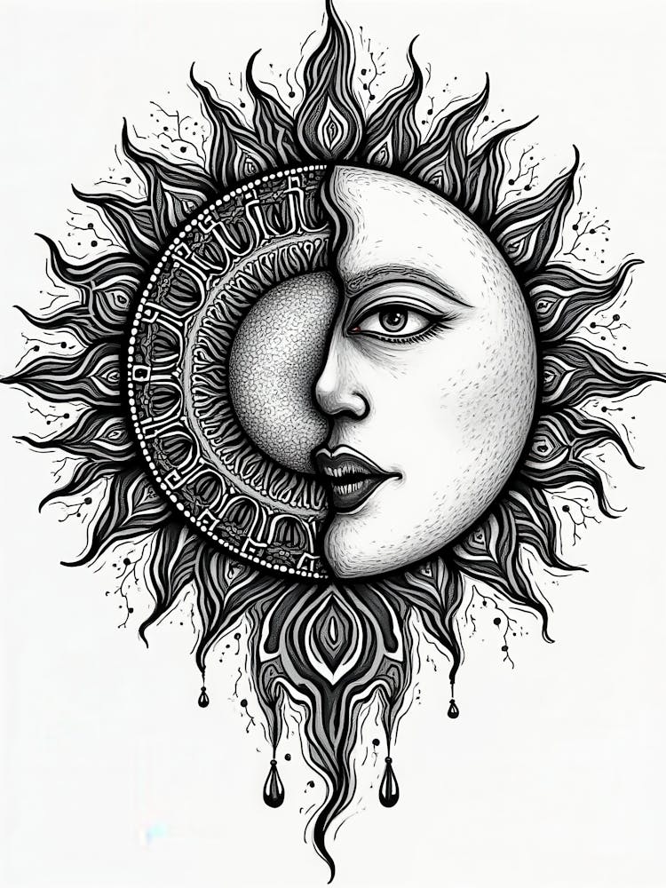 Sun And Moon Tattoo 1