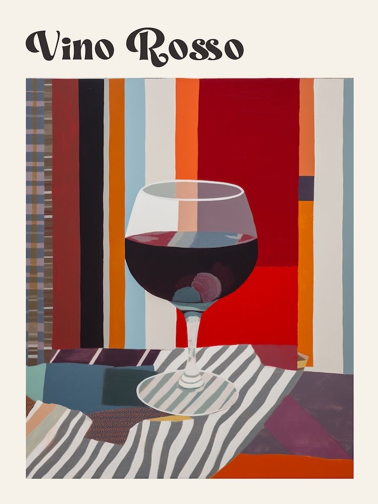 Vino Rosso Retro Italian Wine Poster