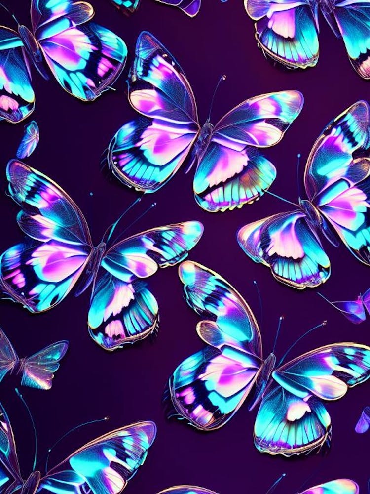 Papillons à Motif Répétitif Holographique 1