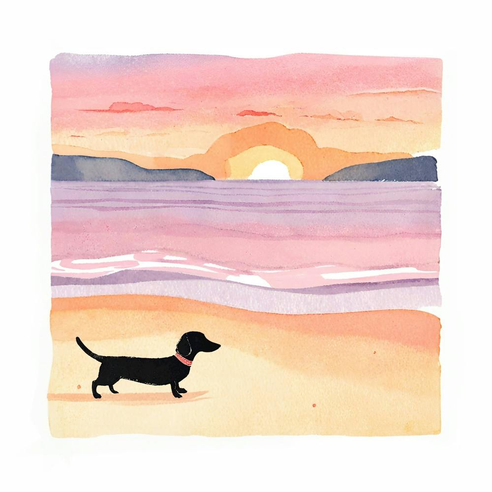 Dachshund At Sunset