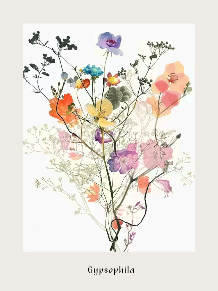 Gypsophila 3 Collage Flower Bouquet Poster