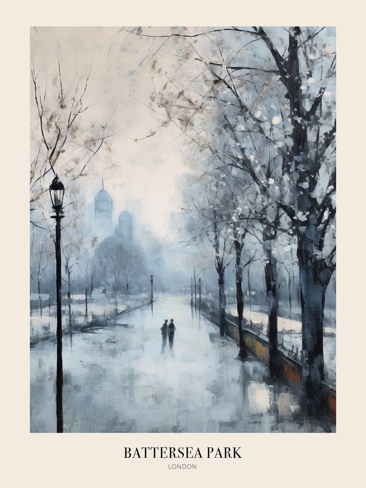 Winter City Park Poster Battersea Park London 1