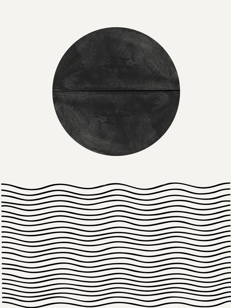Black And White Waves And Sun