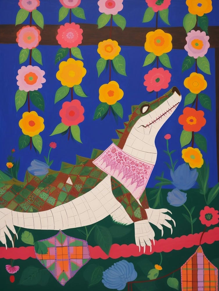 Maximalist Animal Painting Alligator 2