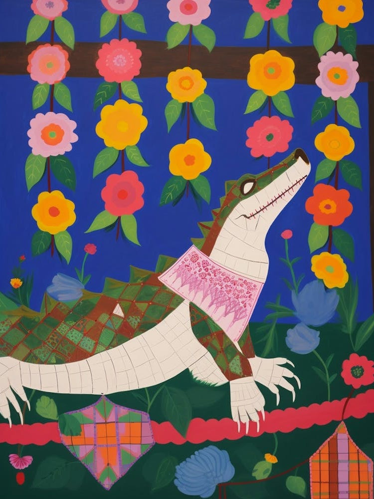Maximalist Animal Painting Alligator 2