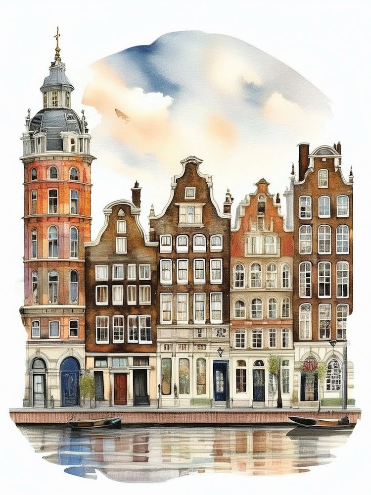 Amsterdam, Netherlands, Amsterdam Bridge, City River, River Boats, Dutch Spring, Spring Watercolors, Amsterdam Prints, Travel Souvenirs, Amsterdam Posters.40 (21)