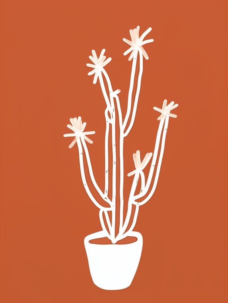 Cactus Line Drawing Austrocylindropuntia Subulata