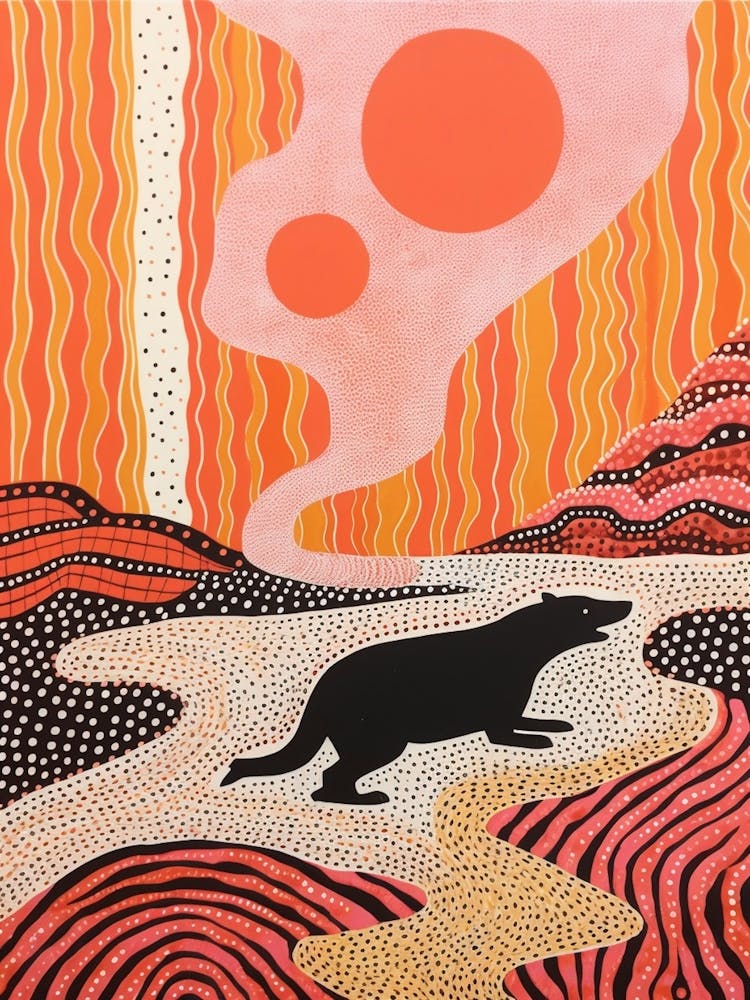 Linocut Polka Dot Inspired Animal In The Wild
