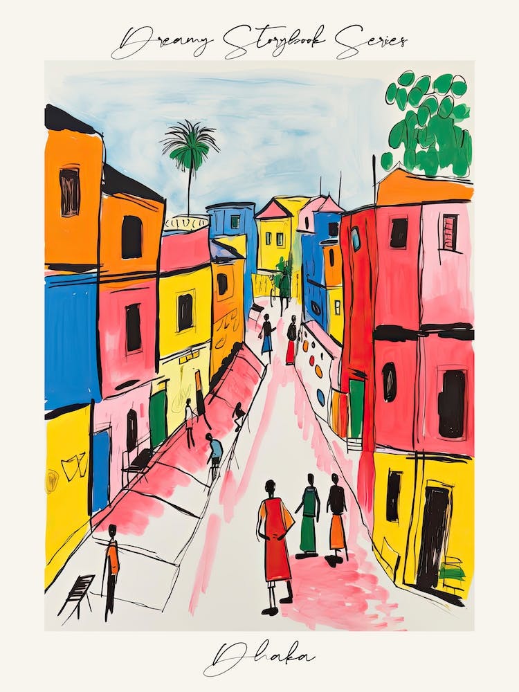 Poster Of Dhaka, Dreamy Storybook Illustration 2