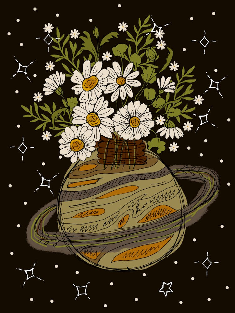 Saturn With Flowers
