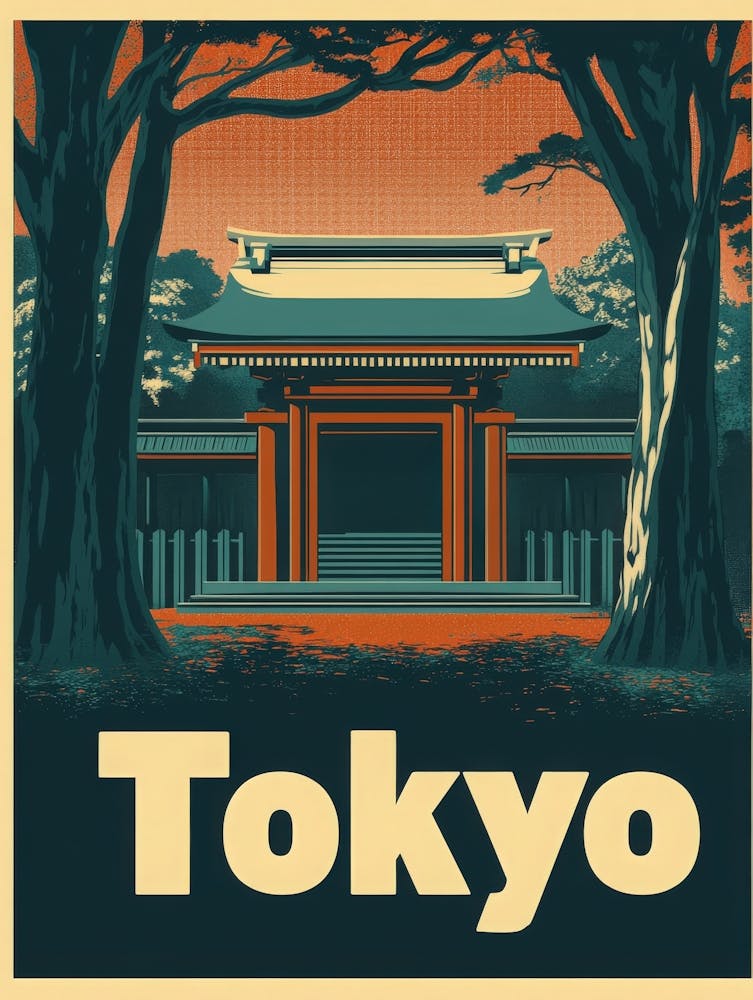 Aihrgdesign A Retro Travel Poster For Tokyo 2