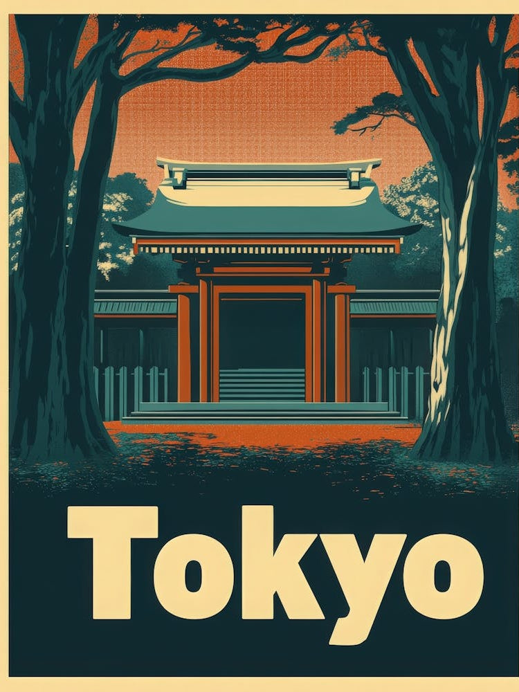 Aihrgdesign A Retro Travel Poster For Tokyo 2
