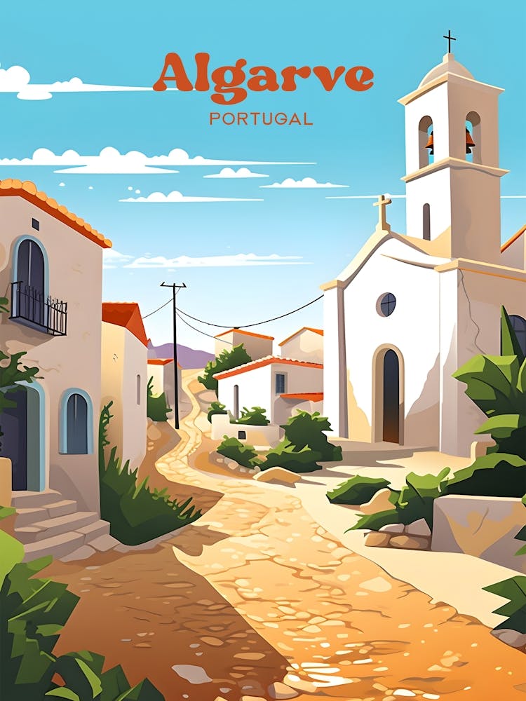 Algarve Portugal Travel Illustration Art