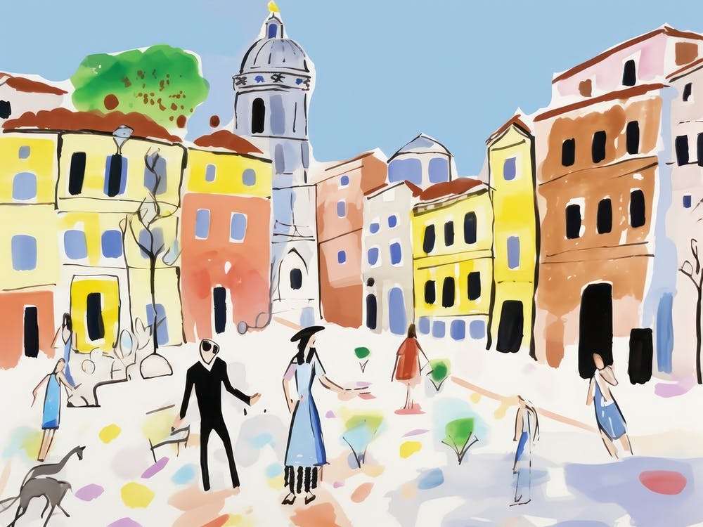 Ferrara Italy Cute Watercolour Illustration 2
