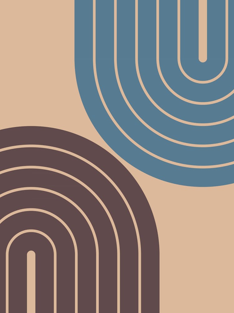 Tfy Midcentury Modern Geometric Rainbow Ivxiii In Dusty Blue Tan 01