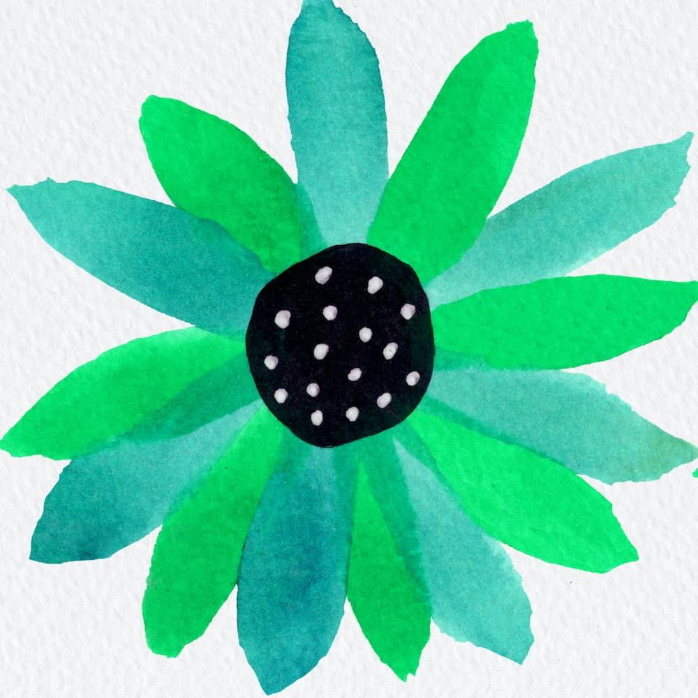 Floral Polka Dot Center Turquoise