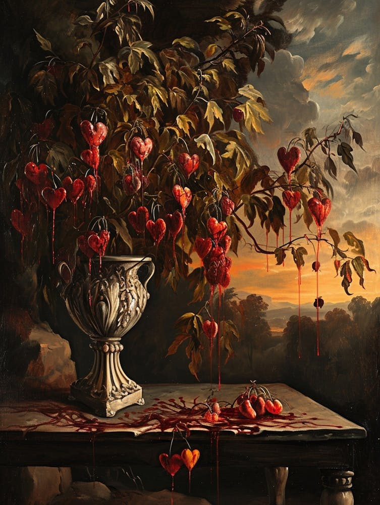 Baroque Floral Still Life Bleeding Hearts Dicentra 1