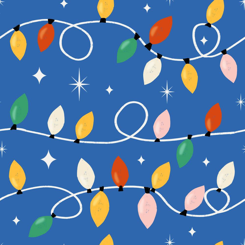 Holiday Christmas Lights Minimal Retro Bold Blue