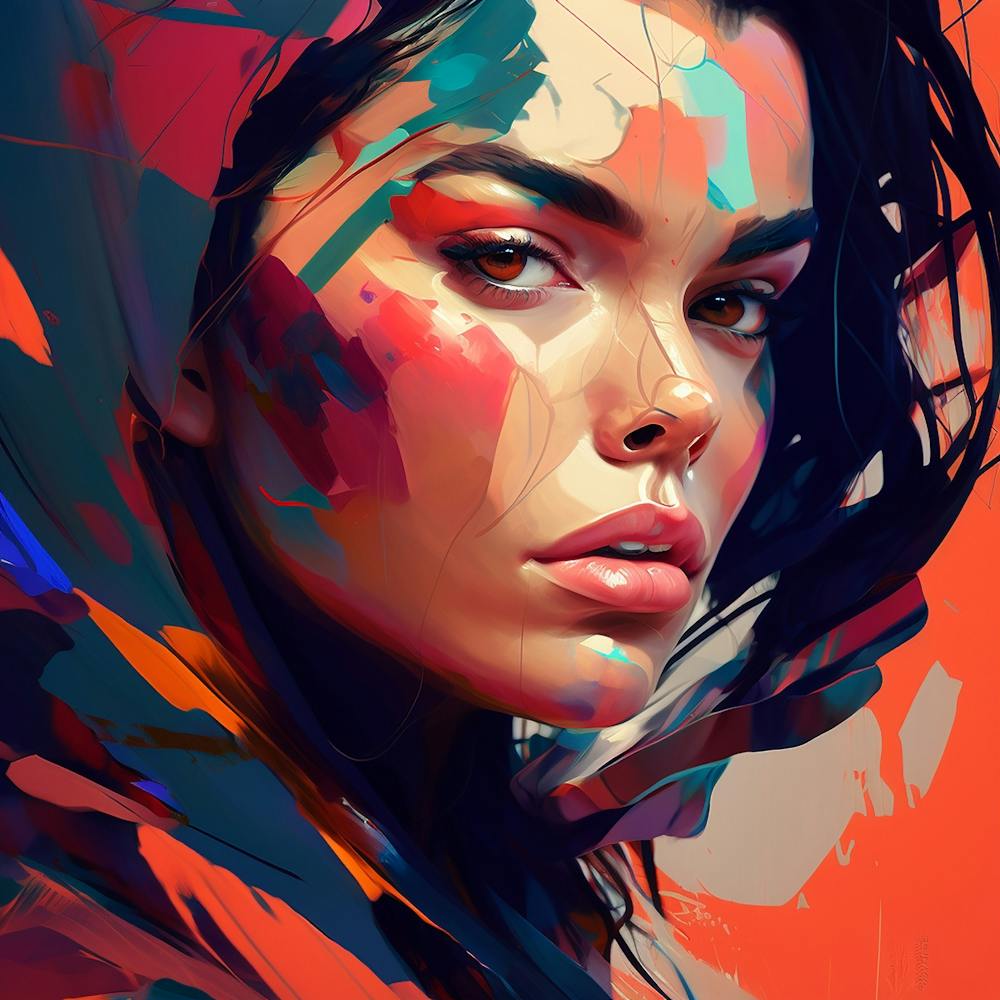 Abstraktes Frauenporträt Kunststil 3