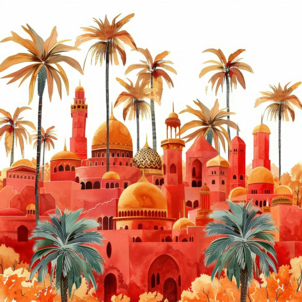 Watercolor Arabic City