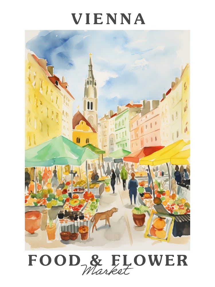 Food Market With Cats In Vienna 1 Poster