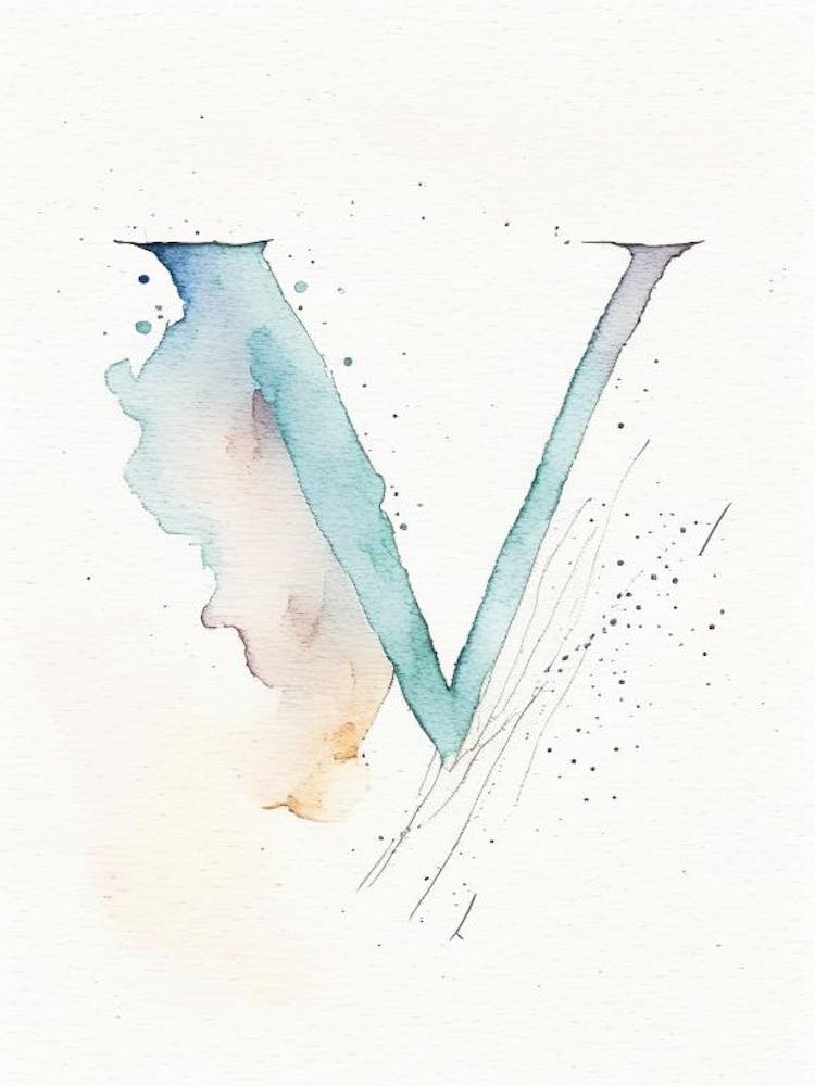 V  For Vegetables, Letter, Alphabet Minimalist Watercolour 2