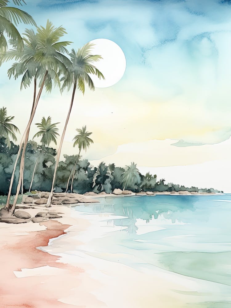 Watercolour Of White Beach   Boracay Philippines 3