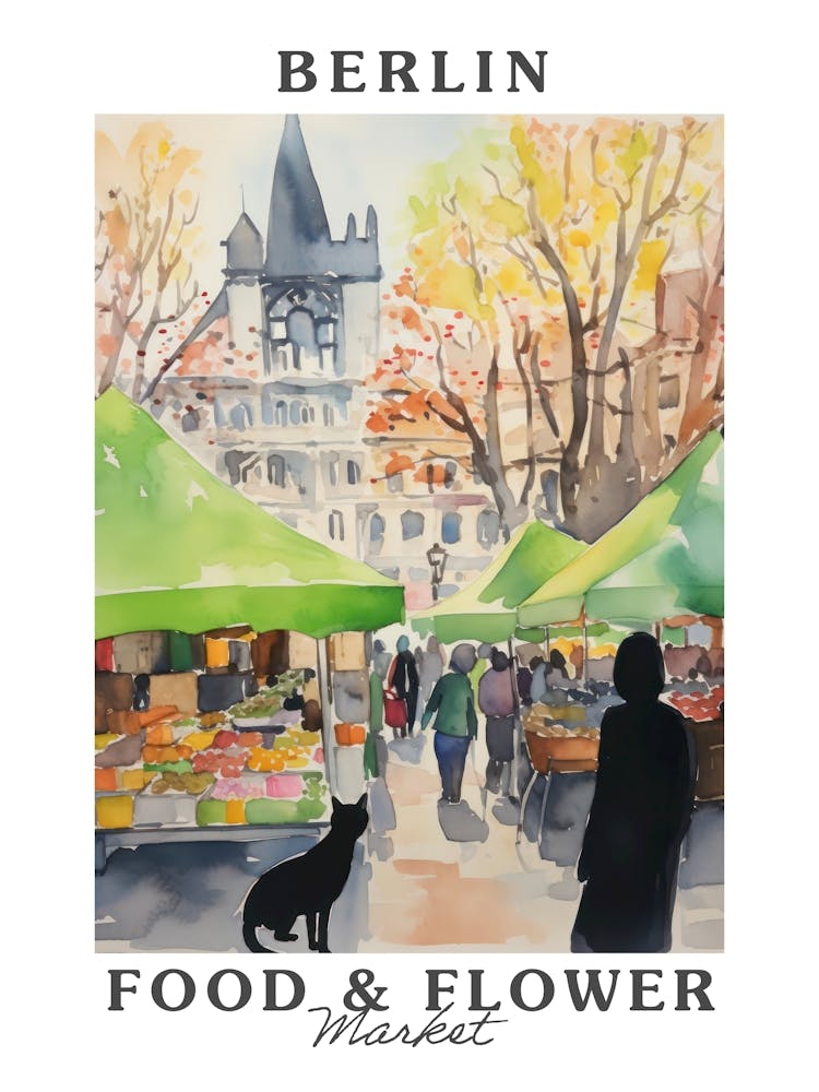 Lebensmittelmarkt mit Katzen in Berlin 1 Poster