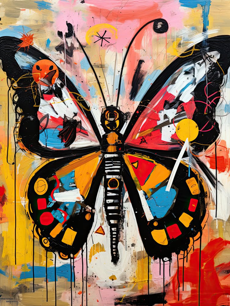 Schmetterling mehrfarbig im Basquiat-Stil