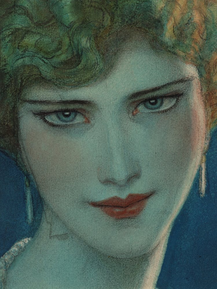 Gesicht eines blonden Mädchens mit Ohrringen (1923 April) von Wladyslaw Theodore Benda