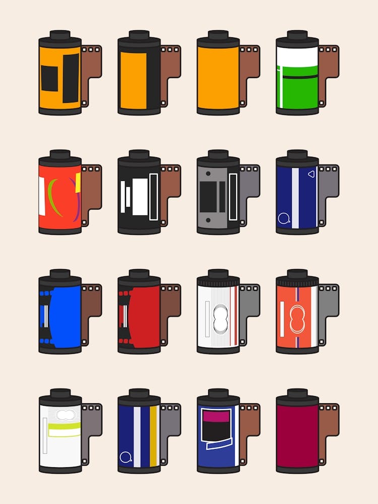 Vintage Film Canisters Poster